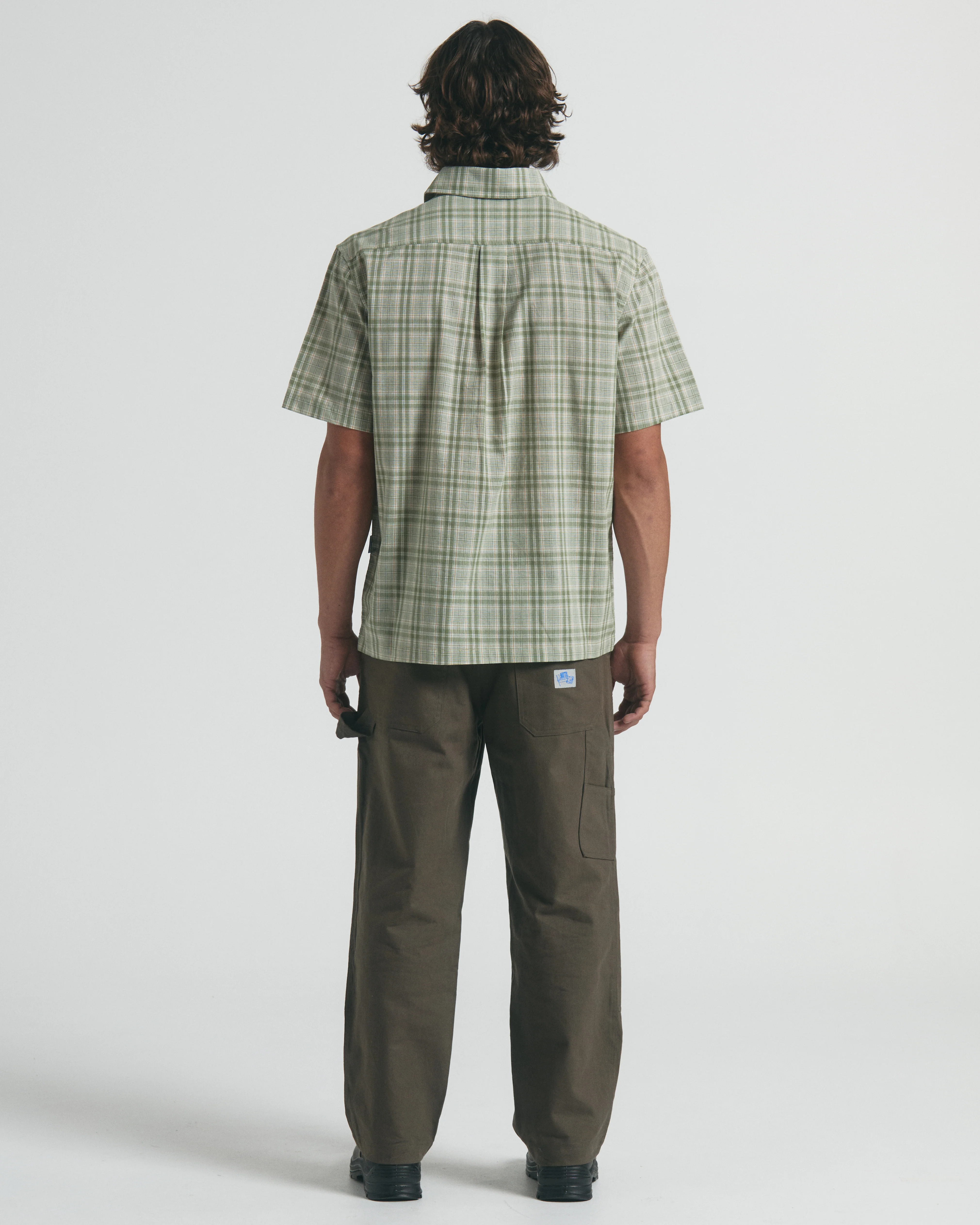 Vice SS Check Shirt - Green Beige - Image 3