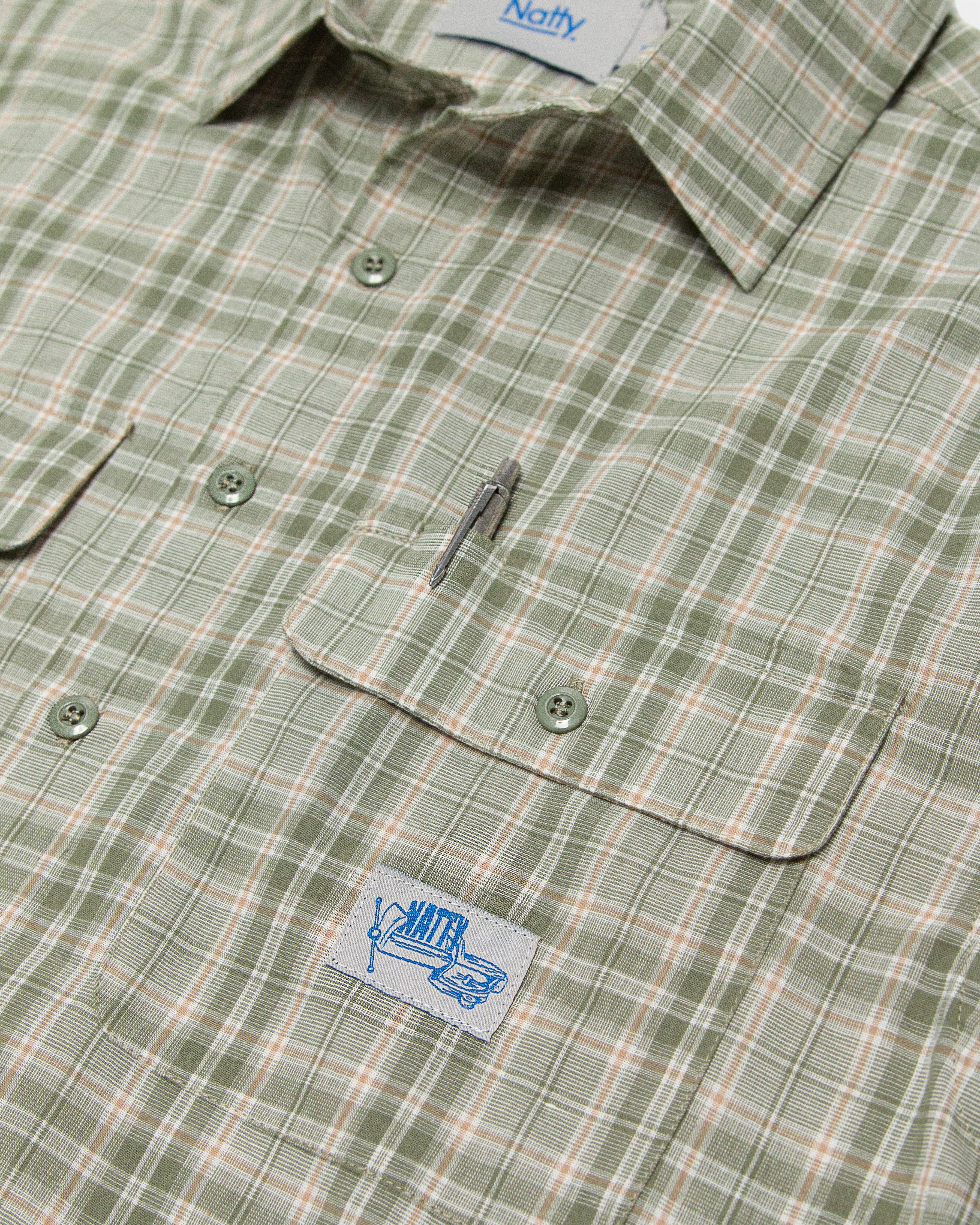 Vice SS Check Shirt - Green Beige - Image 5
